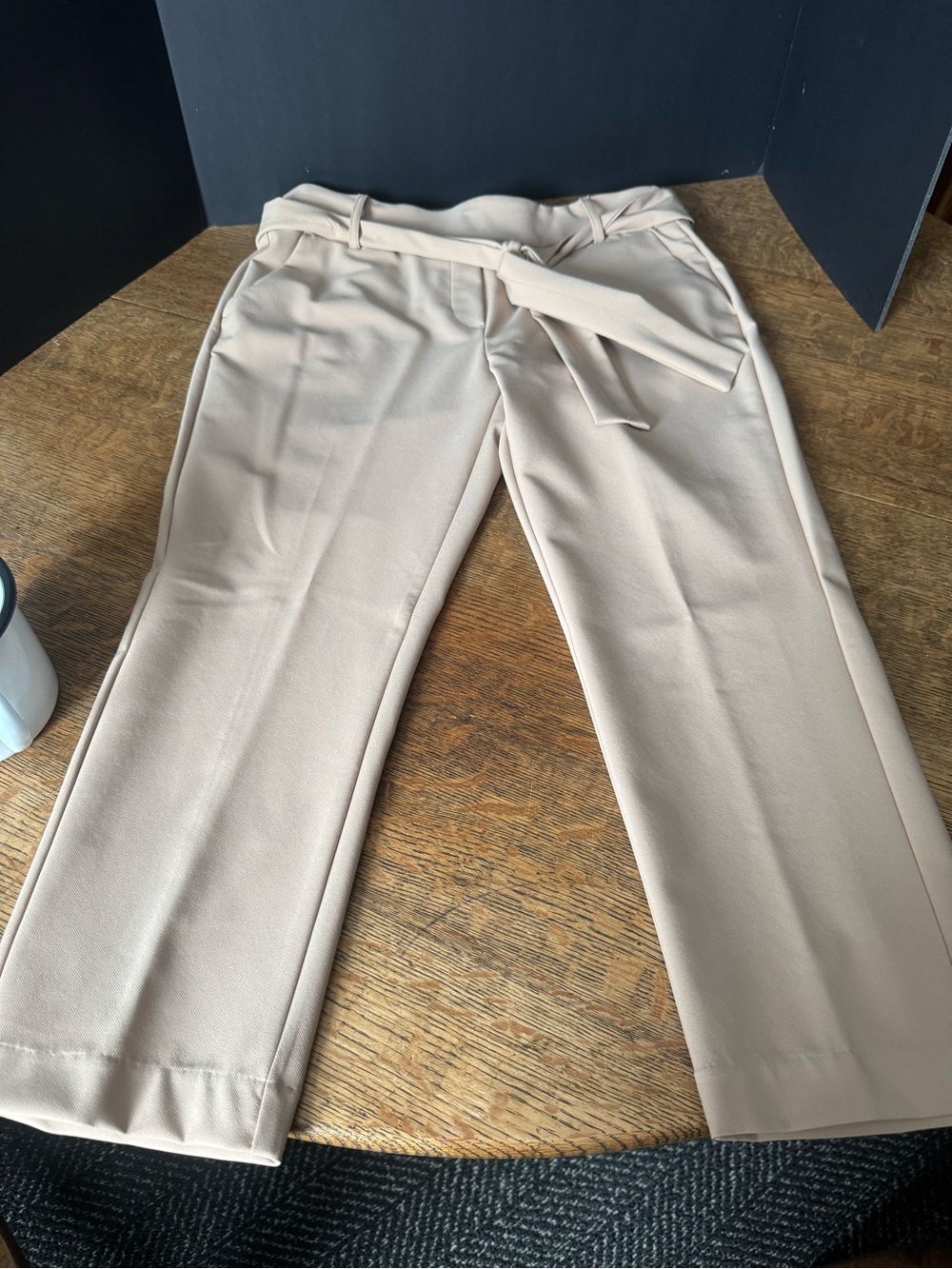 Classic Tie-Waist Women’s Dress Pants in Beige